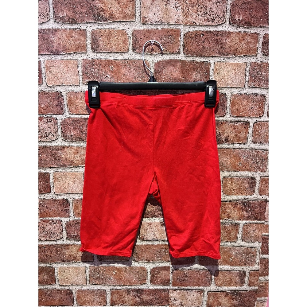 Women's Small Active Basic Solid Red Stretch Knee Length Shorts‎ W Elastic Waist